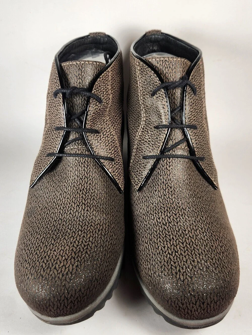 WOLKY Women's Bootie Size 10 EU 41 Leather Wedge Duskie Textured Walking Shoe